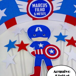 Arquivo Silhouette Topo de Bolo Super Herói Capitão América