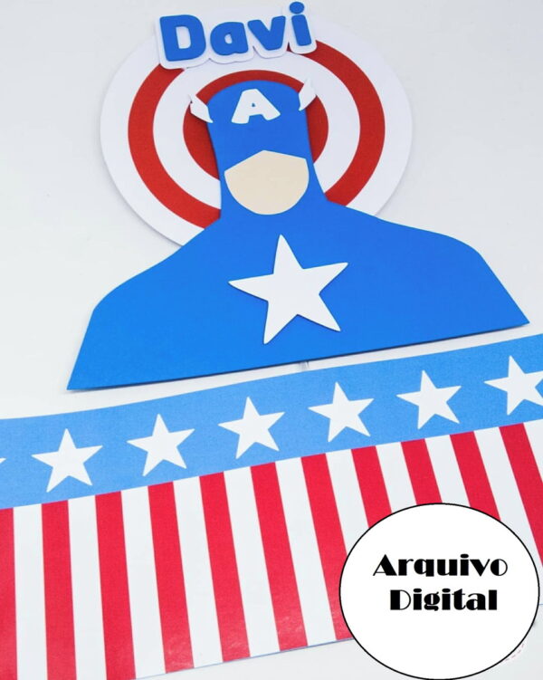 Arquivo Silhouette Topo de Bolo Super Herói Capitão América