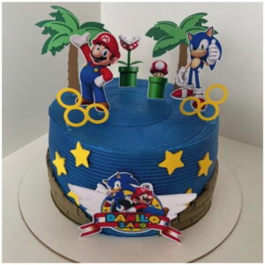 Arquivo Silhouette Topo De Bolo Super Mario/sonic 03 Studio