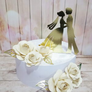 Arquivo Topo 3d Casamento Rosas e Silhueta