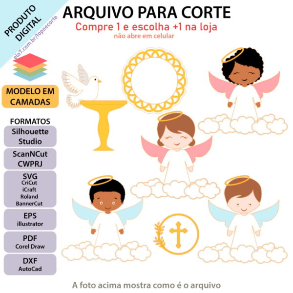ARQUIVO Topo bolo batizado anjinho ou anjinha em camadas +1 - Image 2