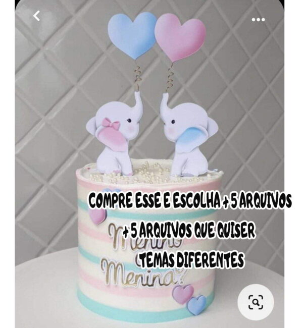 Arquivo Topo Bolo Cha Revelação Elefantes