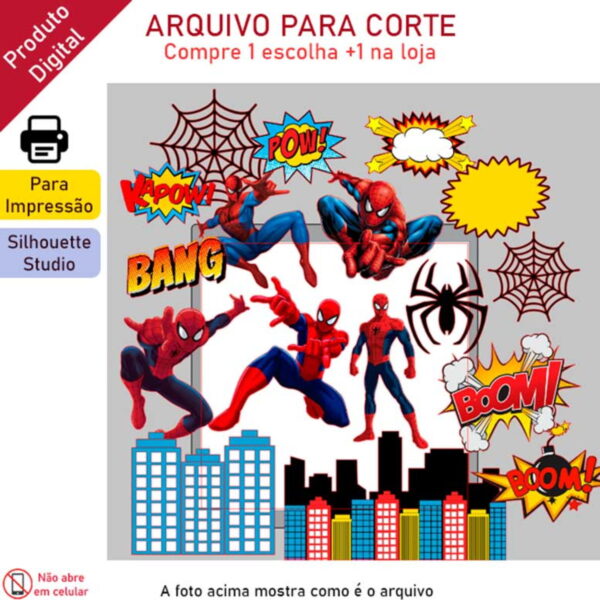 ARQUIVO Topo bolo Homem Aranha - Spider Man + 1TEMA