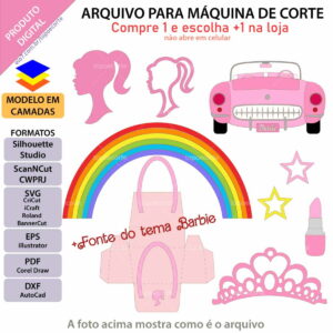 Arquivo Topo de Bolo Barbie Carro +1 Arquivo da Loja