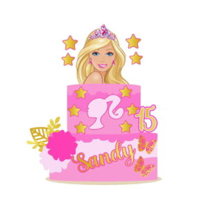 Arquivo Topo De Bolo Barbie Com Rosas 3d
