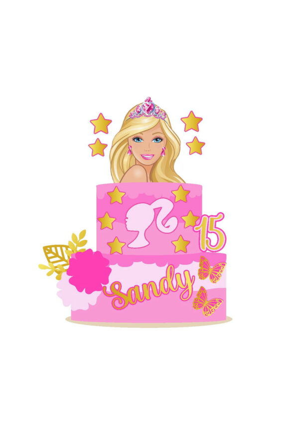 Arquivo Topo De Bolo Barbie Com Rosas 3d
