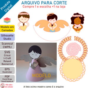 ARQUIVO Topo de bolo Batizado Anjinho 3D +1 arquivo da loja