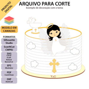 ARQUIVO Topo de bolo Batizado Anjinho Com Asas +1 arquivo