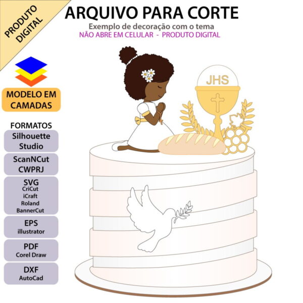 Arquivo Topo de Bolo Batizado Menina Rezando +1 Arquivo da l