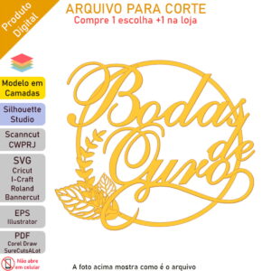 ARQUIVO Topo de bolo Bodas De Ouro +1 arquivo da loja