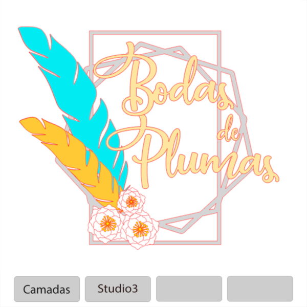 Arquivo topo de bolo Bodas de Plumas +1 tema da loja - Imagem 2
