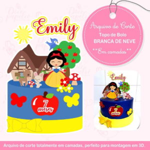 Arquivo Topo de Bolo Branca de Neve em 3d