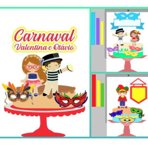 Arquivo Topo de Bolo Camadas Carnaval Bloquinho Infantil