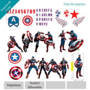 Arquivo topo de bolo Capitão América +1 tema da loja