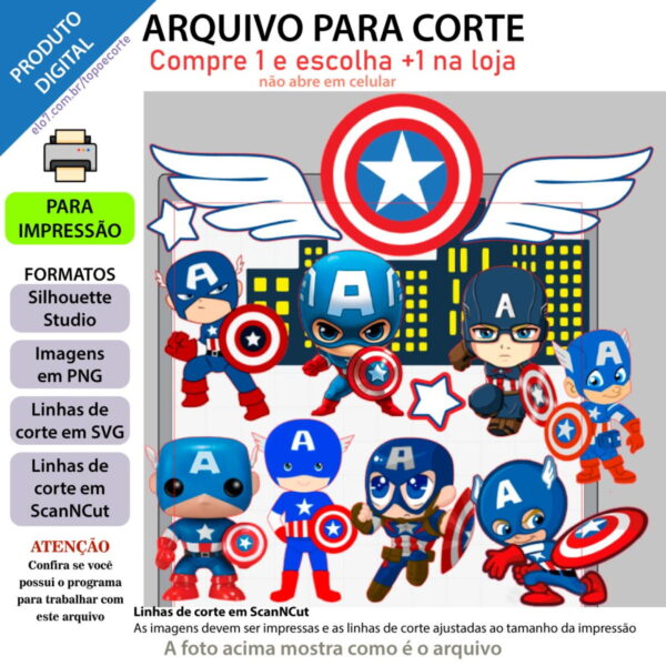 ARQUIVO Topo de bolo Capitão América Baby +1 arquivo da loja - Image 2