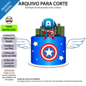 ARQUIVO Topo de bolo Capitão América Baby +1 arquivo da loja