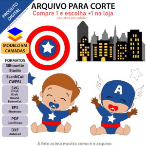 Arquivo Topo de Bolo Capitão América Bebê +1 Arquivo da Loja