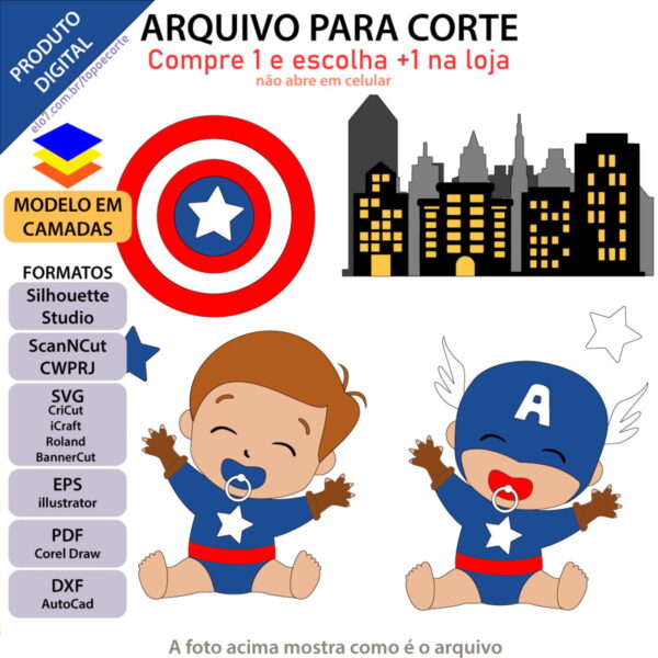 Arquivo Topo de Bolo Capitão América Bebê +1 Arquivo da Loja