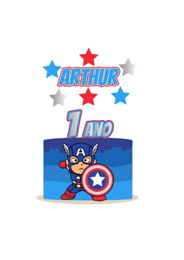 Arquivo topo de bolo capitão américa cute