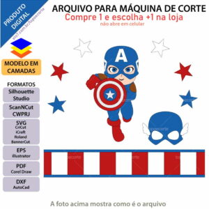 Arquivo Topo de Bolo Capitão América Menino +1 Arquivo