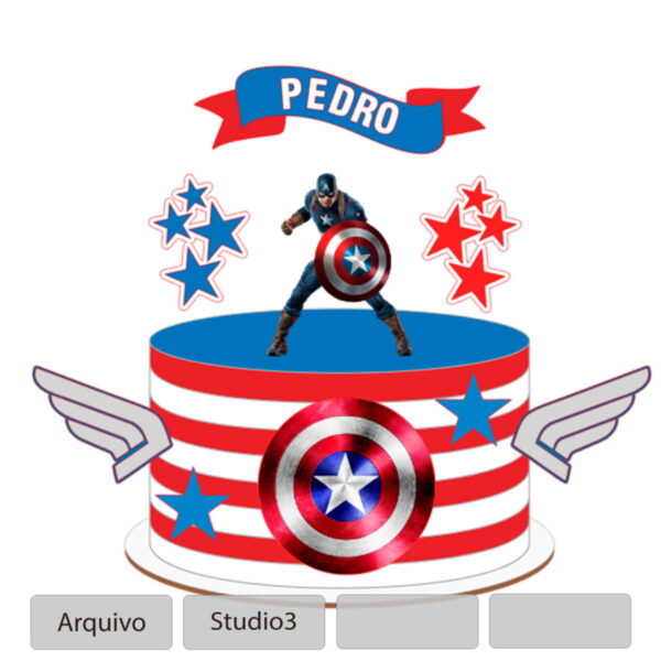 Arquivo topo de bolo Capitão América +1 tema da loja - Imagem 2