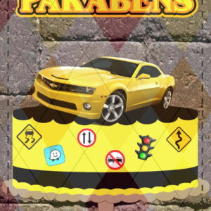 Arquivo topo de bolo CARRO CAMARO AMARELO - 1196 STUDIO