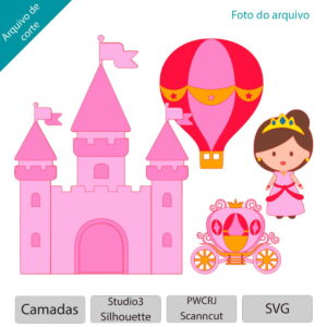 Arquivo Topo de Bolo Castelo Carruagem e princesa em camadas