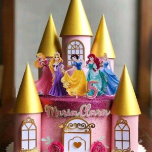 Arquivo Topo de Bolo Castelo Princesas Disney #2741