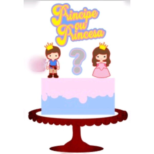 ARQUIVO TOPO DE BOLO CHÁ REVELAÇÃO PRÍNCIPE PRINCESA #11259