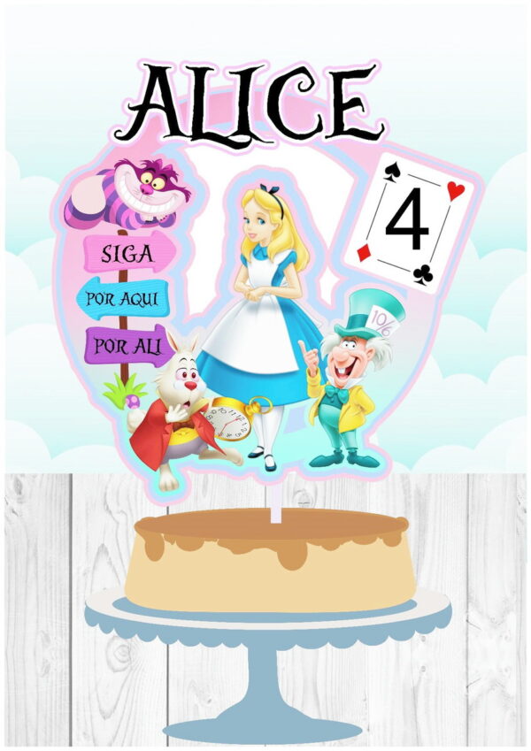Arquivo Topo de Bolo Circular Alice #ab