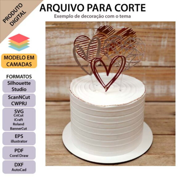 ARQUIVO Topo de bolo Corações +1 arquivo da loja - Image 2