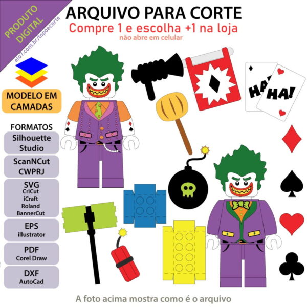 Arquivo Topo De Bolo Coringa Lego +1 Arquivo Da Loja - Imagem 2