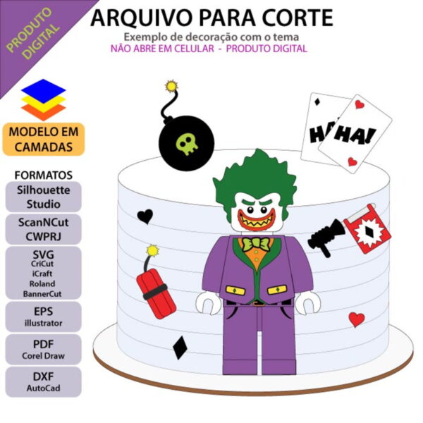 Arquivo Topo De Bolo Coringa Lego +1 Arquivo Da Loja