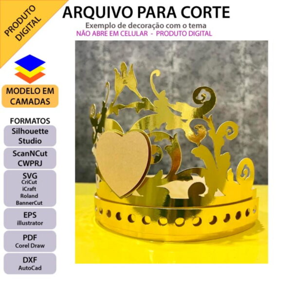 ARQUIVO Topo de bolo Coroa De Princesa Flores +1 arquivo - Image 2