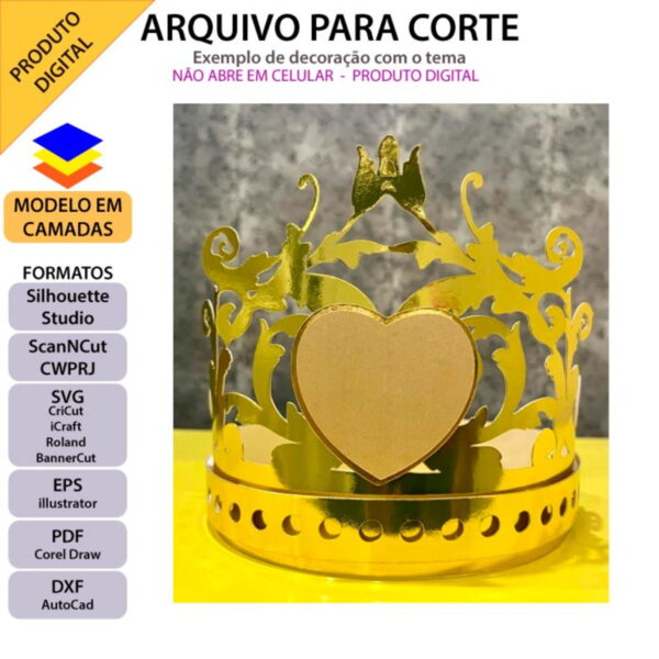 ARQUIVO Topo de bolo Coroa De Princesa Flores +1 arquivo - Image 3