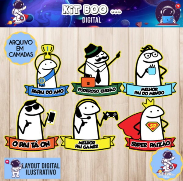 Arquivo Topo De Bolo- Dia Dos Pais Flork (6 Topos)