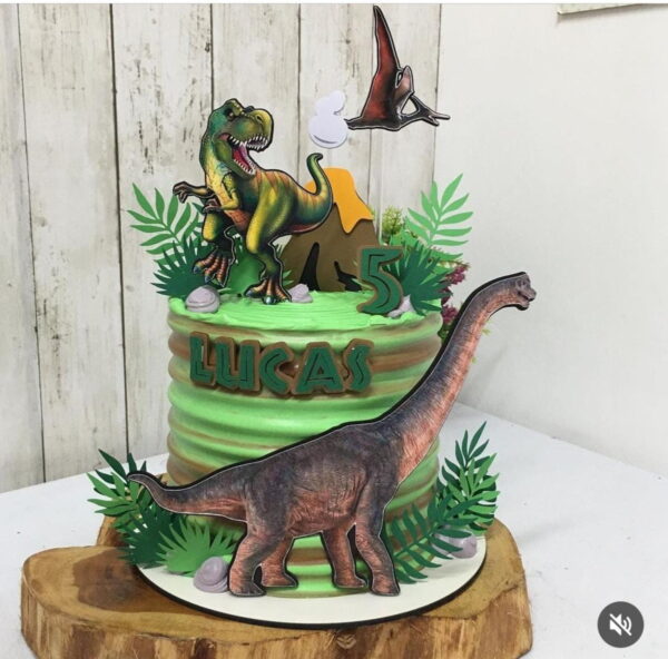 Arquivo Topo de Bolo Dinossauro + 4 Arquivos a Sua Escolha