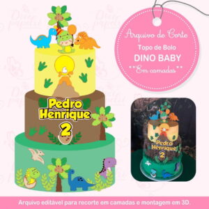 Arquivo Topo de Bolo Dinossauro Baby 3d