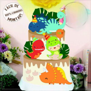 ARQUIVO TOPO DE BOLO DINOSSAURO CUTE #11272