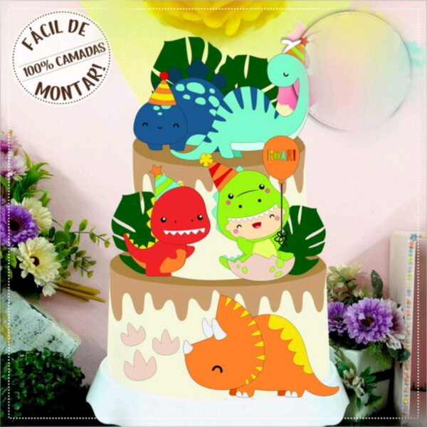 ARQUIVO TOPO DE BOLO DINOSSAURO CUTE #11272