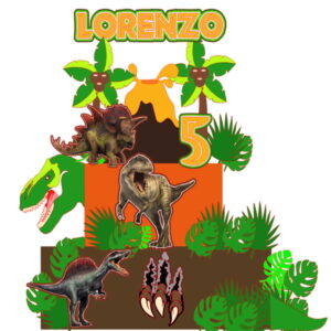 Arquivo Topo de Bolo Dinossauro Folhagem