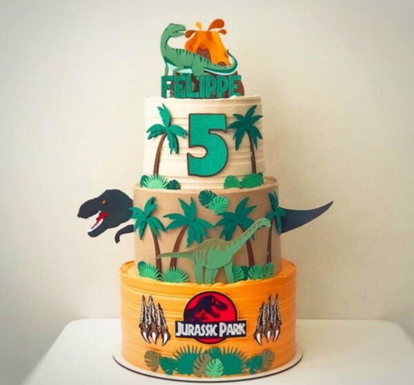 Arquivo Topo de Bolo Dinossauro Jurassic Park Camadas Studio