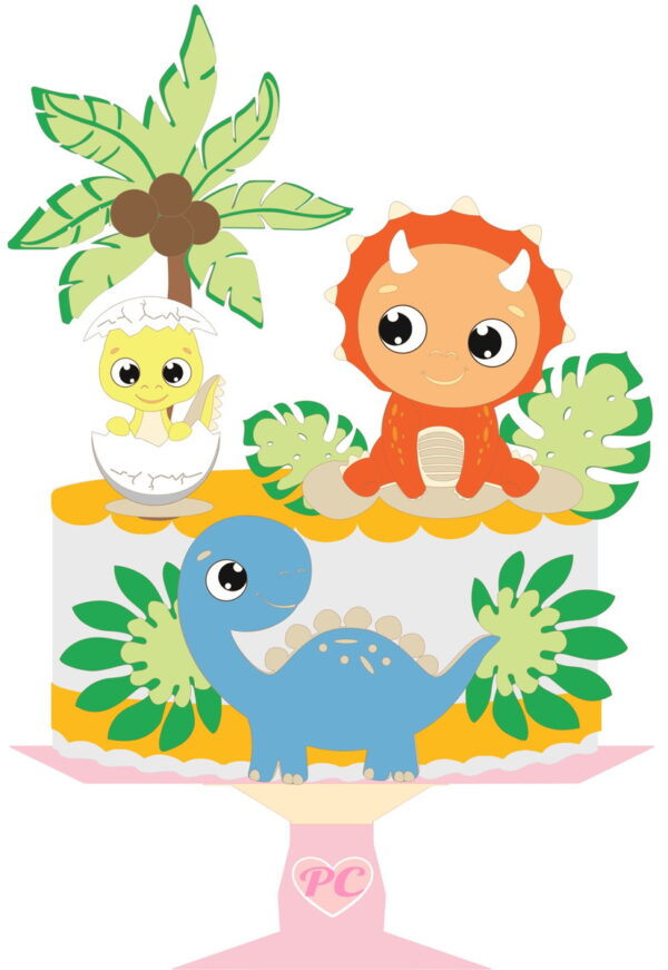 Arquivo Topo de Bolo - Dinossauros Cute