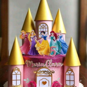 Arquivo Topo de Bolo Castelo Princesas Disney #2741