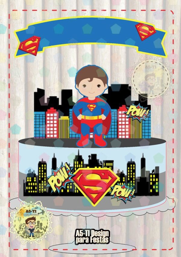 Arquivo topo de bolo herois super homem cute REF: 8012
