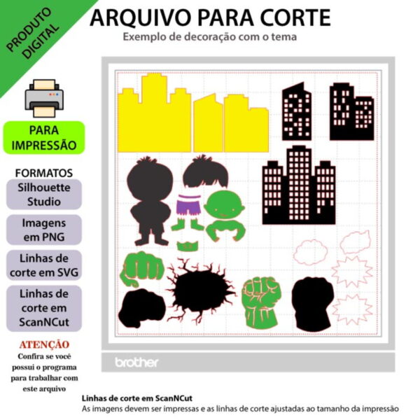 ARQUIVO Topo de bolo Hulk Baby +1 arquivo da loja - Imagem 3