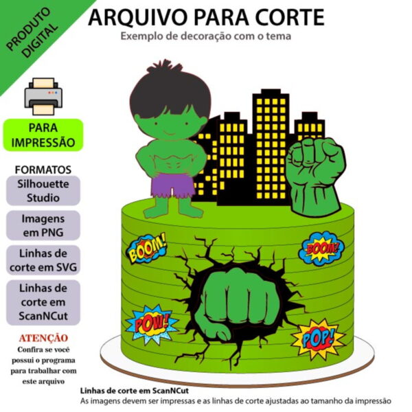 ARQUIVO Topo de bolo Hulk Baby +1 arquivo da loja - Imagem 2