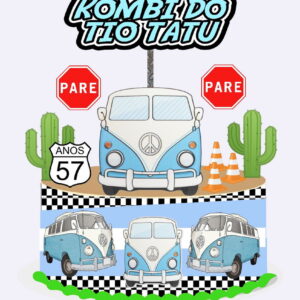 Arquivo Topo de Bolo - Kombi Azul