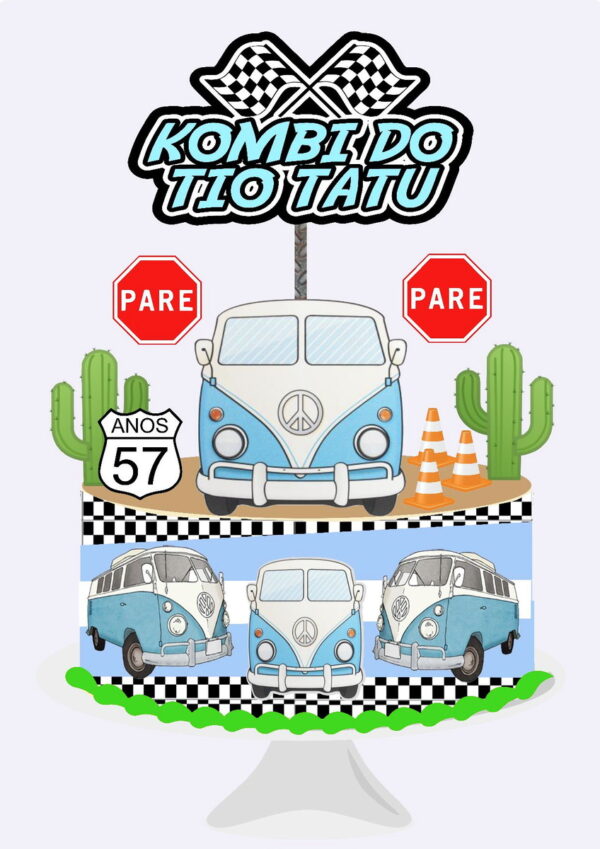 Arquivo Topo de Bolo - Kombi Azul
