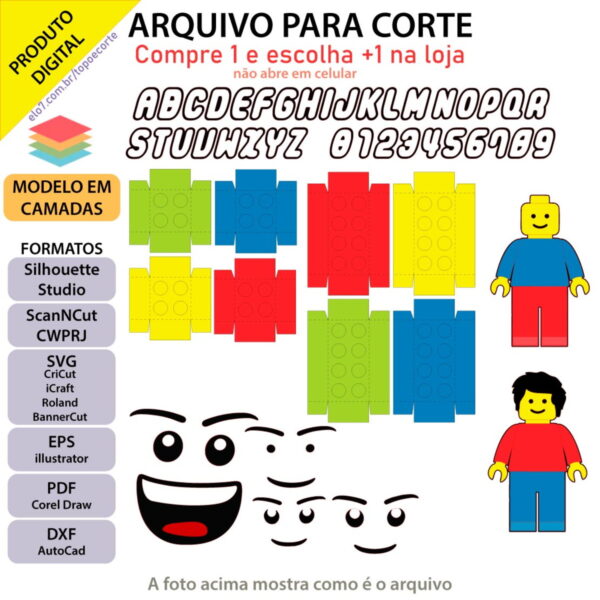 Arquivo topo de bolo Lego com elementos 3D +1 tema da loja - Imagem 2